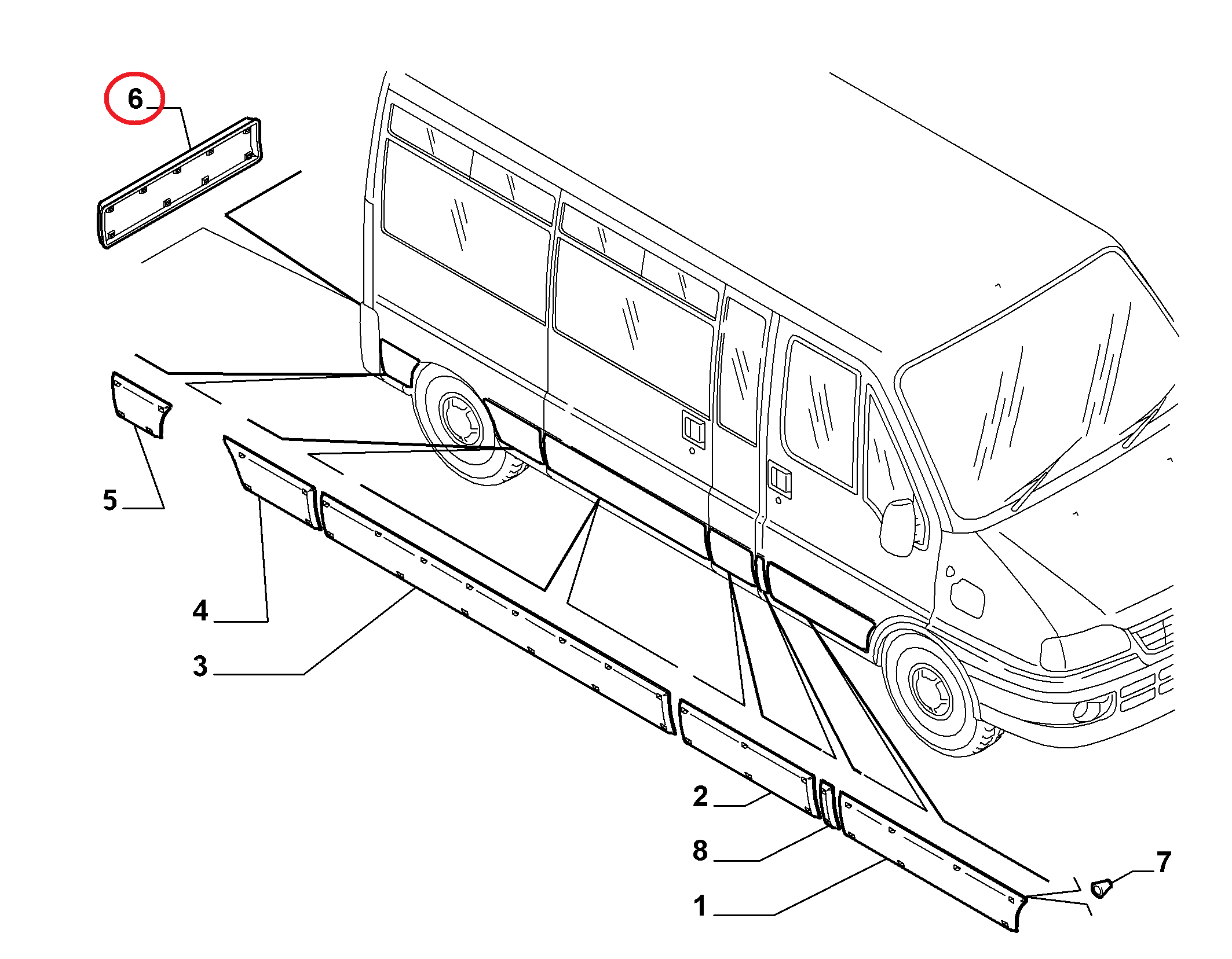 Молдинг (накладка) задней левой распашной двери Fiat Ducato Russia