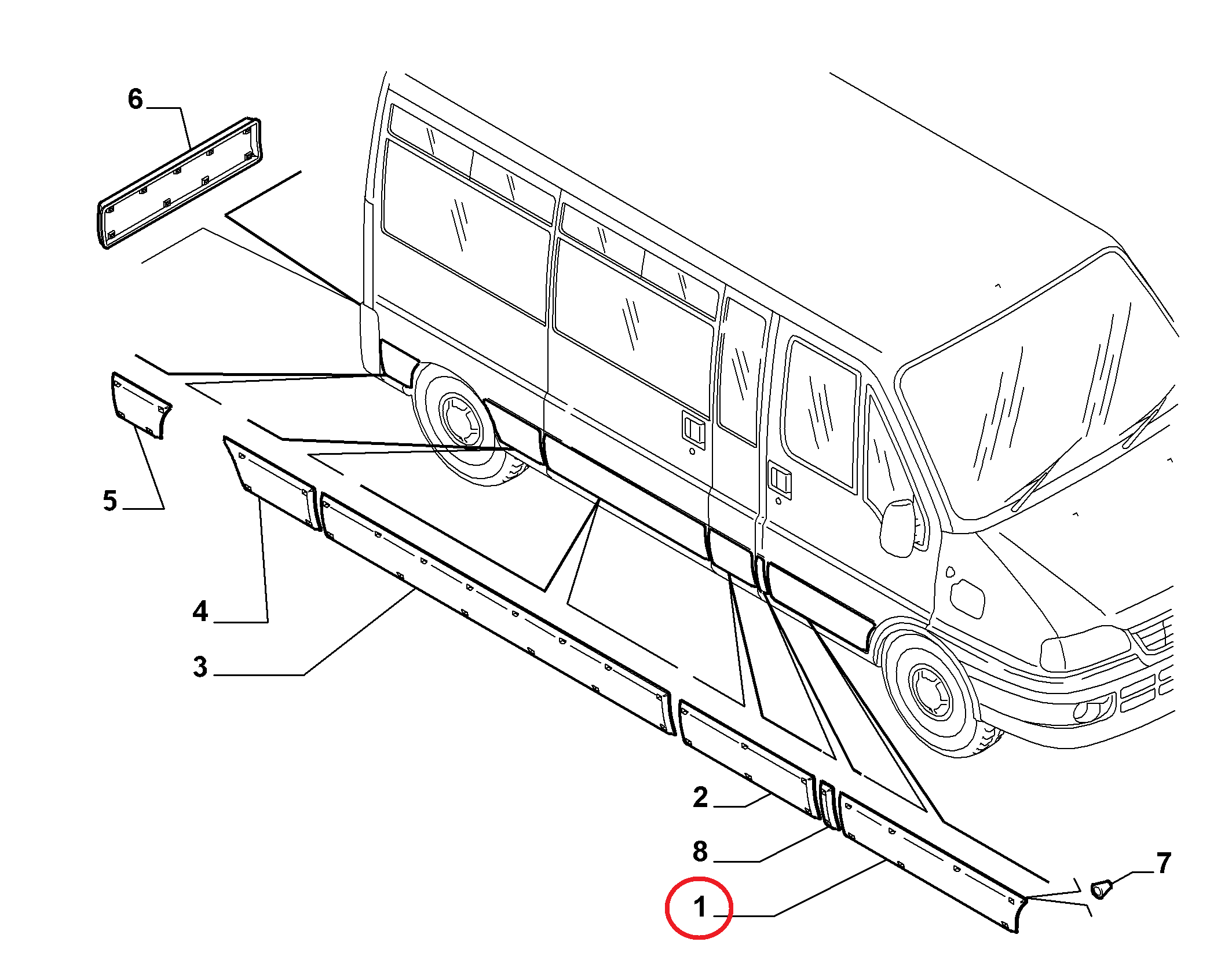 Молдинг (накладка) передней левой двери Fiat Ducato Russia