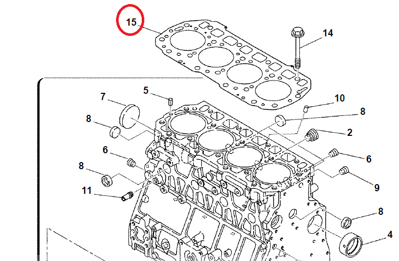 Прокладка головки блока цилиндров KOMATSU WB97S , WB93R ( Yanmar )