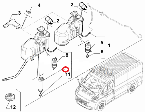 Насос (мотор) омывателя фар Fiat Ducato New(250)