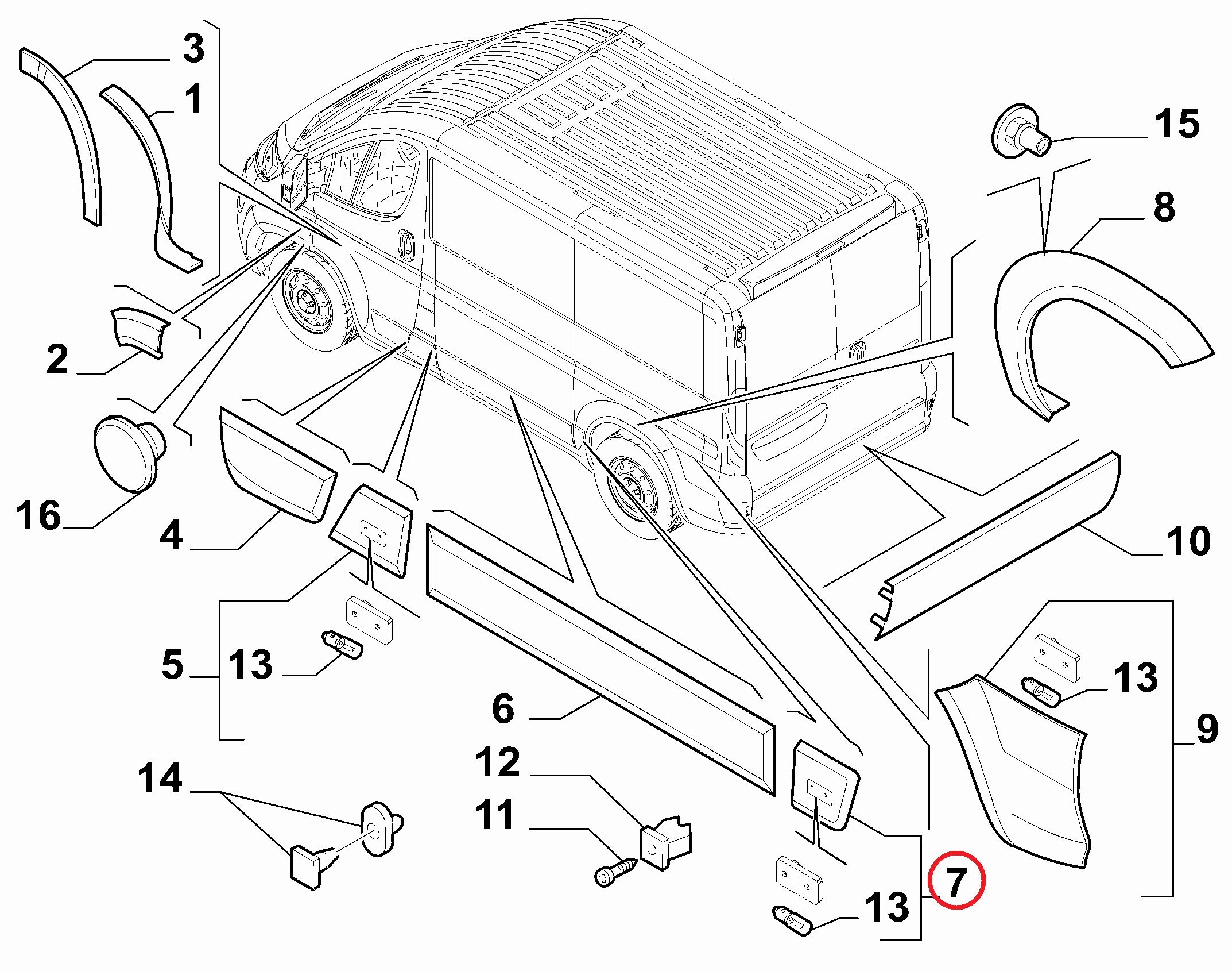 Молдинг крыла заднего левого передний Fiat Ducato (250).
