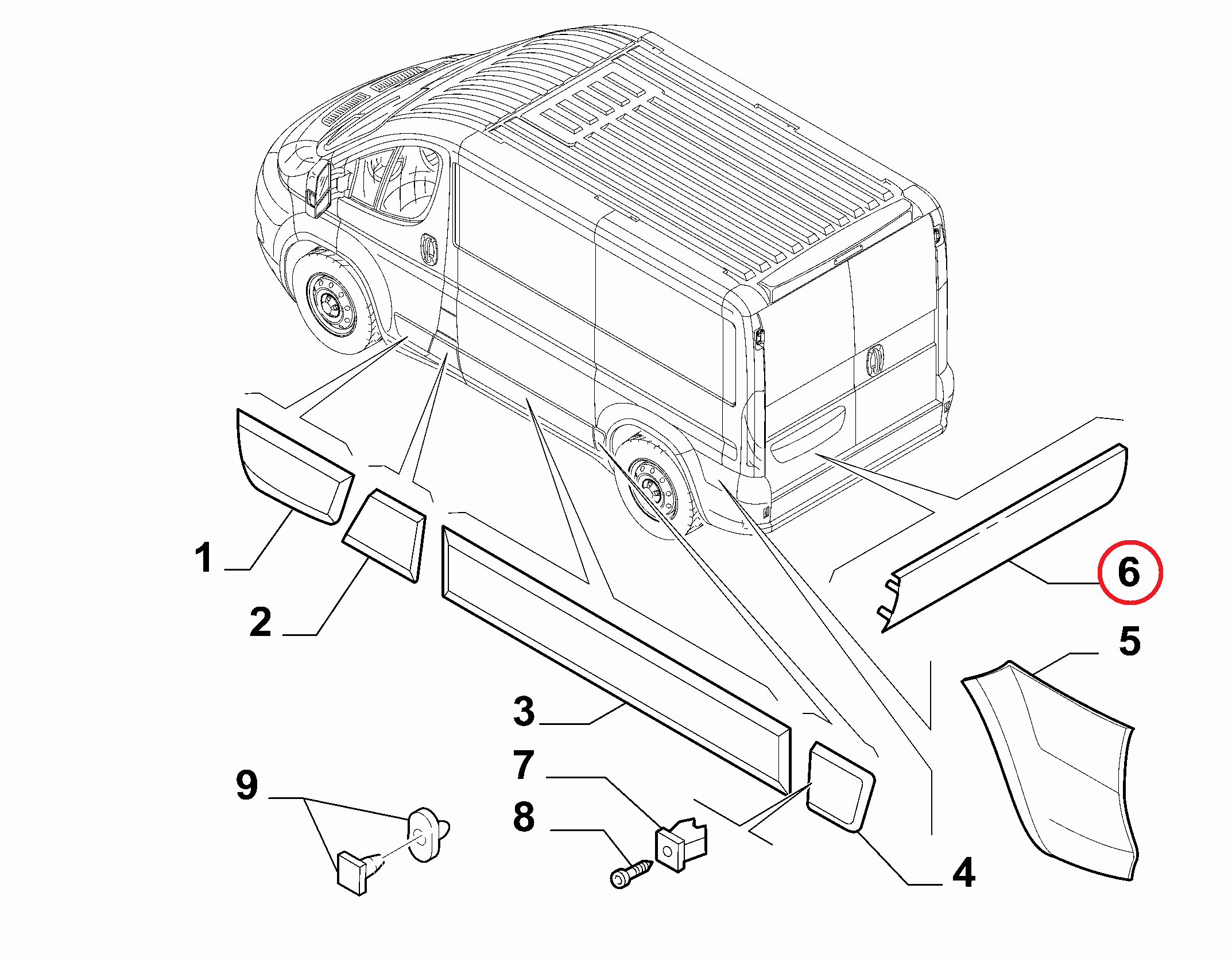 Молдинг двери задней правой Fiat Ducato (250)