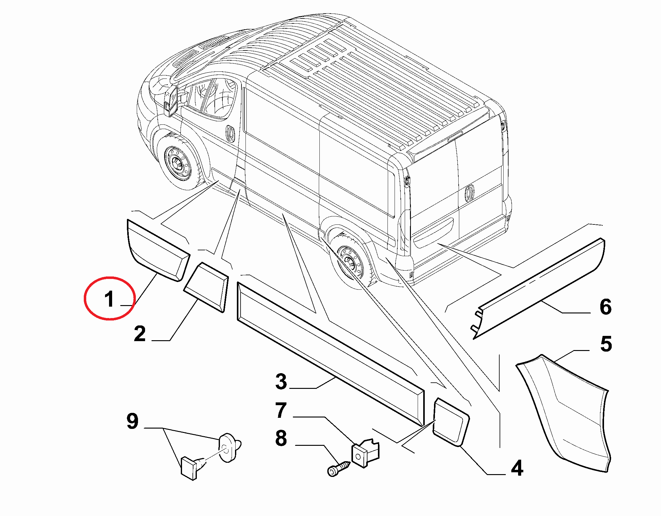 Молдинг двери передней правой Fiat Ducato (250)