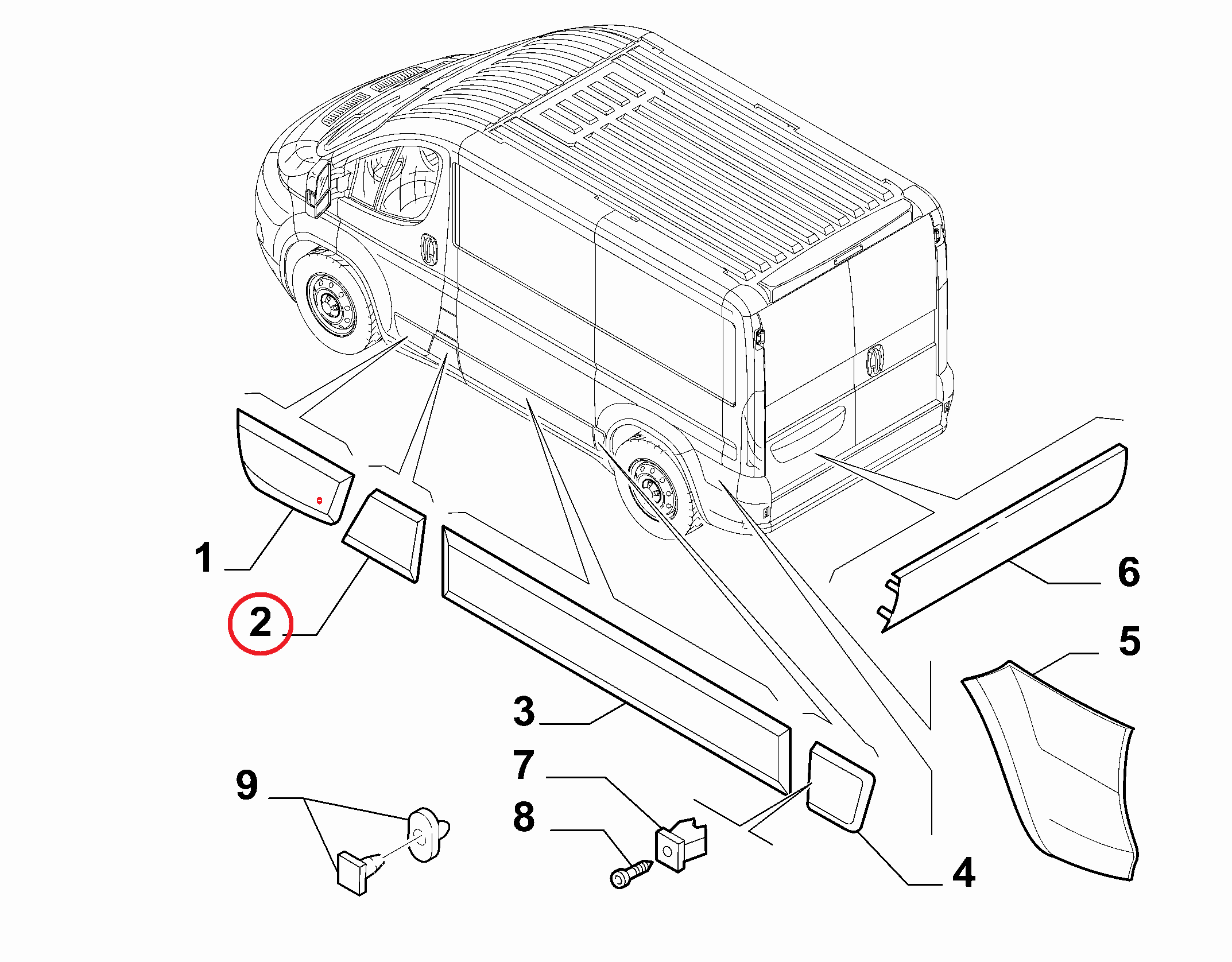 Молдинг стойки левой двери Fiat Ducato New(250)