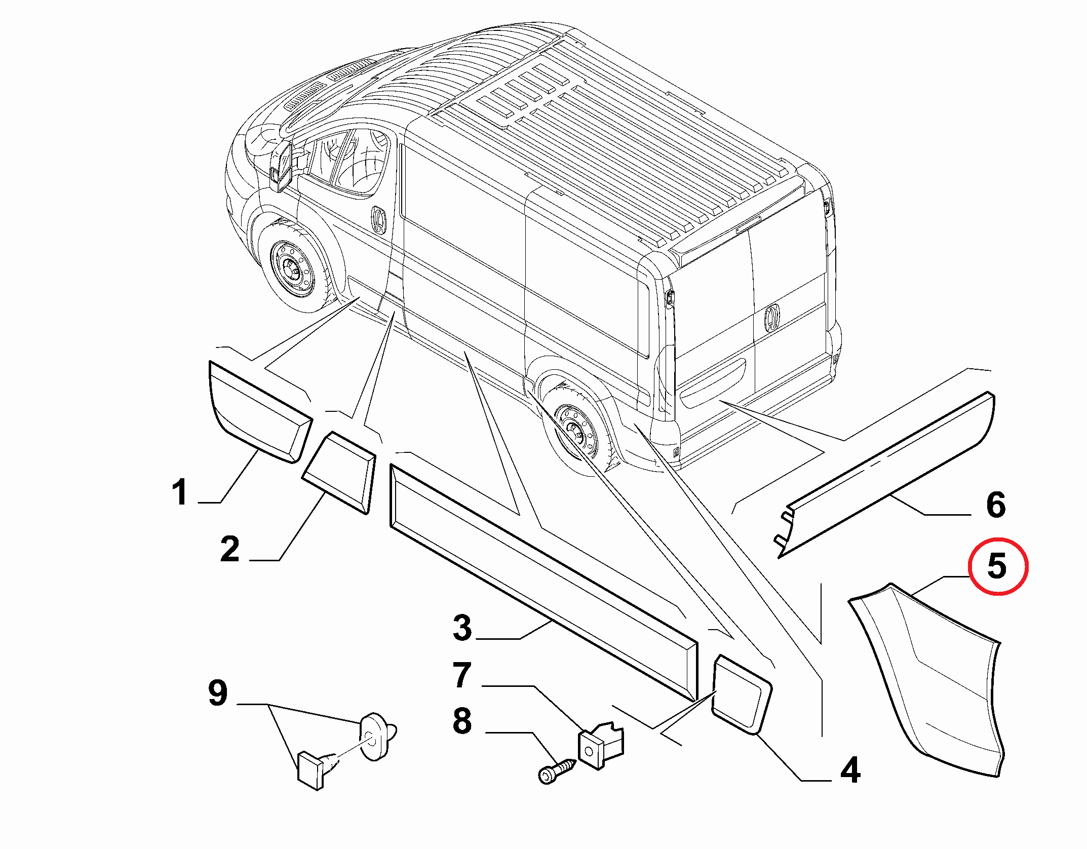 Молдинг крыла заднего правого Fiat Ducato (250)